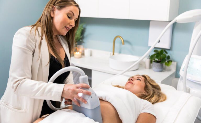 Fat Freezing Treatment on woman's stomach
