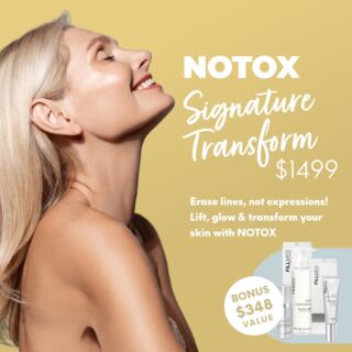TRANSFORM YOUR SKIN ✨ Your 3 Session, OBSESSION - Achieve all your skin goals with one amazing treatment program.  Combining our Signature Lift and Signature Glow Treatments for the most radiant results. A 3-part treatment series that will take place over 30 days. This truly is the non-surgical facelift you’ve been searching for!⁠
⁠
✨ Two Signature Glow Treatments⁠
✨ One Signature Lift Treatment⁠
✨+ A Bonus Skincare Pack – Valued at $348⁠
⁠
Best of all, it’s completely non-invasive, there’s no downtime and no needles. Just instant results. ⁠
Are you ready to experience NOTOX? Click the link in bio to find out more!⁠
⁠
#notox #notoxtransform #notoxskin #selfcare #skincare #beauty #healthyskin #antiageing #skin #glow #lift #wrinklereduction #bodycatalyst #skintransformation #hifu⁠