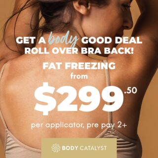 Want more love with less handle? Feel body good!⁠
⁠
We’re all about loving the skin you're in, so why not love it a little more? 🩵⁠
⁠
*For just $299.50 AUD ($349.50 NZ) per applicator, permanently eliminate up to 50% of stubborn fat cells in 2 sessions with Fat Freezing!⁠
⁠
Fat Freezing lowers the treatment area to -9°. Fortunately for you, fat cells cannot survive at this temperature, so they crystallise, die and over a period of 12 weeks are naturally eliminated from the body. ⁠
⁠
Treat your:⁠
✅Double Chin⁠
✅Bra Back⁠
✅Abdomen ⁠
✅Love Handles⁠
✅Muffin Top⁠
✅Banana Rolls⁠
✅Inner Thighs⁠
⁠
Feeling body good with Fat Freezing! Click the link in bio now!⁠
*Pre-pay 2 or 4 applicators of Fat Freezing for $299.50 AUD / applicator ($349.50 NZ / applicator)⁠
⁠
#bodycatalyst #feelbodygood #feelbodygoodsale #mybodycatalyst #fatfreezing #fatfreezingsale #fatfreezingsydney #fatfreezingmelbourne #fatfreezingnz #cryo #cryolipolysis #coolsculpting #bodytransformation #fatreduction #fatloss #weightloss #bodypositive #bodysculpting #bodytreatments #beauty